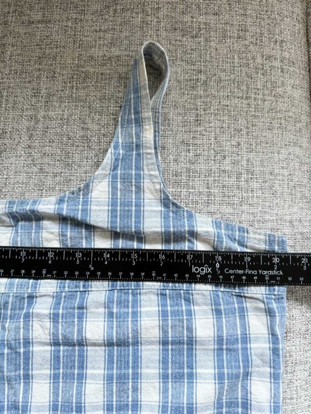 Vintage Plaid Jumper Dress Sz. L Blue Check Jumoef Dress - Picture 9 of 12